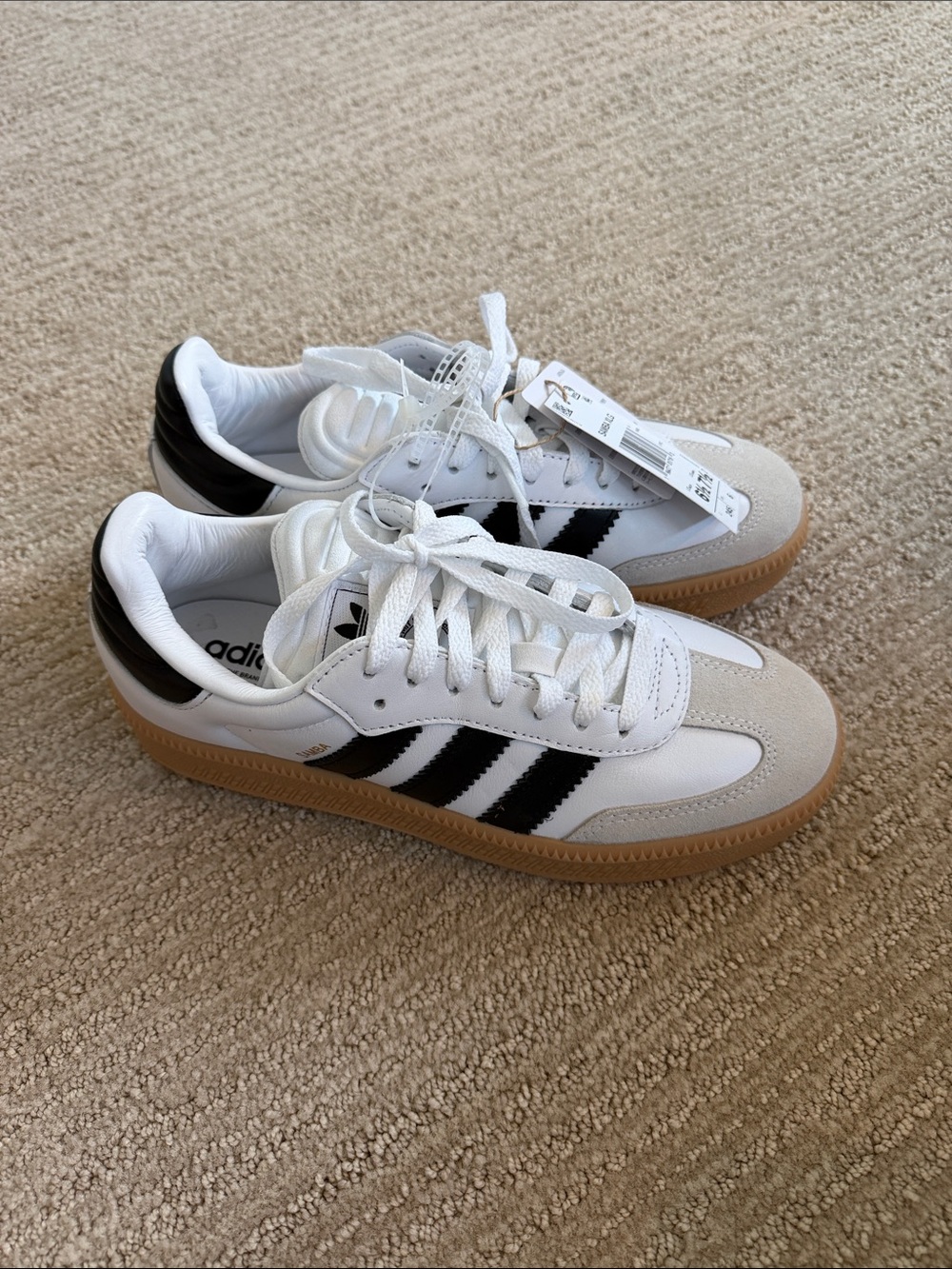 adidas White Black Sneakers with Gum Sole